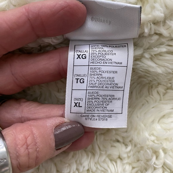 Vintage Disney Tinkerbell Suede Sherpa Jacket XL Y2K - Picture 9 of 10